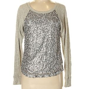 Express silver sequin grey sweater pullover XS